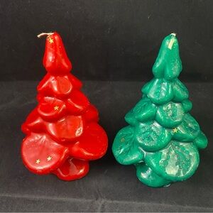 Source Unknown Red and Green Tree Candles